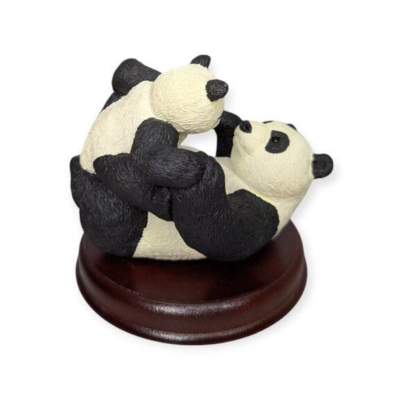 Marty Sculpture Inc Bear Foot Char-ming 7704 Panda Figurine on Wooden Base - Picture 3 of 14